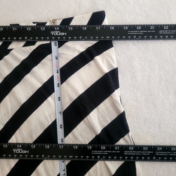 Lane Bryant 16 Black White Striped Maxi A Line Stretch Skirt Beatnik Vaudeville - Picture 5 of 6